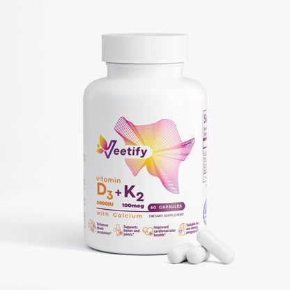 Veetify Vitamin D3 (5000 IU) and K2 (100 mcg) with Calcium