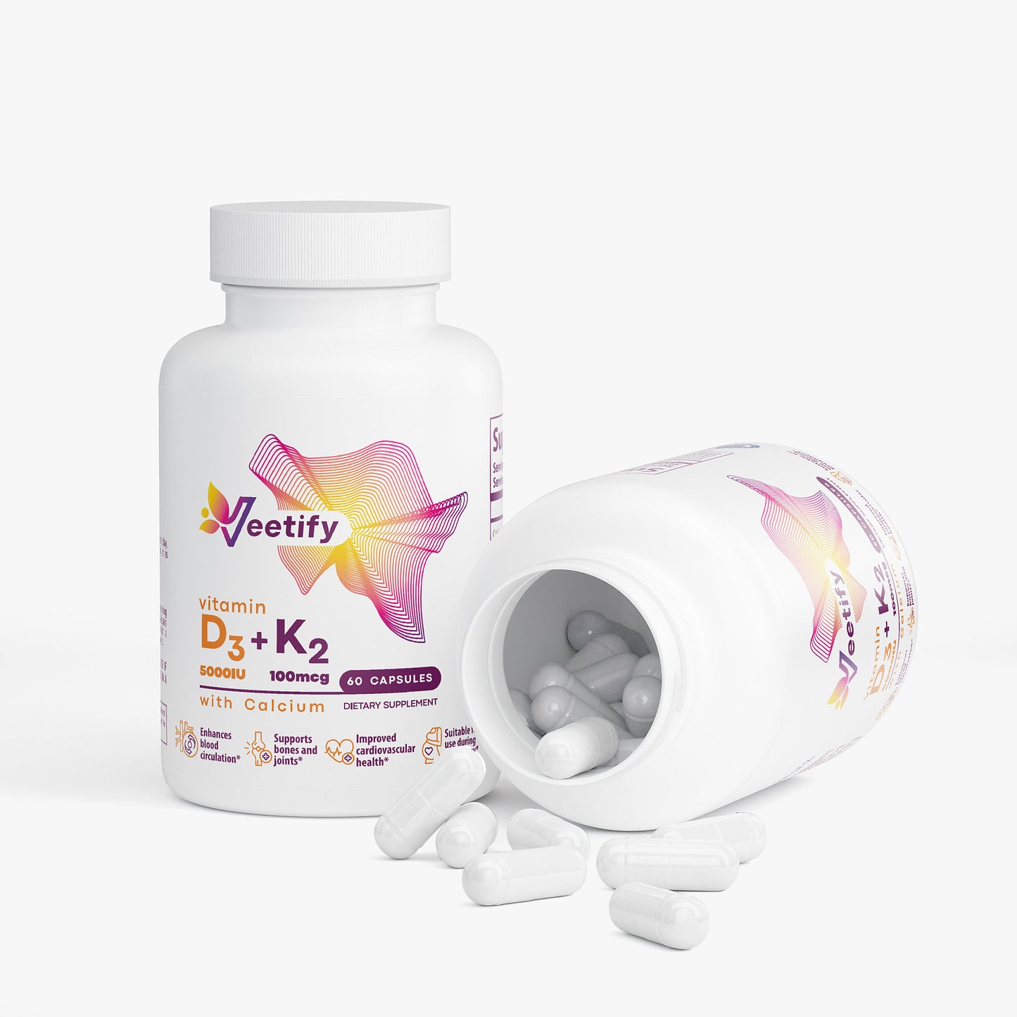 Veetify Vitamin D3 (5000 IU) and K2 (100 mcg) with Calcium